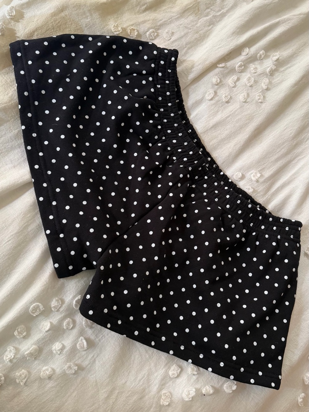 Women’s Black Polka Dot Sleep Shorts with Elastic Waist - Picture 2 of 2